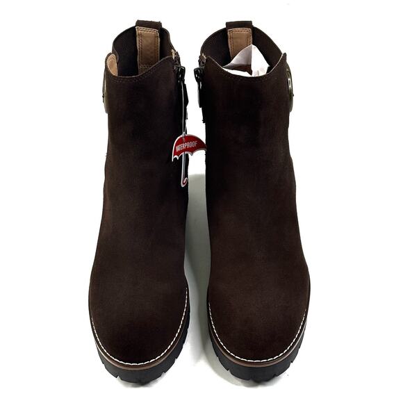 Blondo Dakota Waterproof Ankle Boots Brown Suede Buckle Strap Womens 7.5M New - Picture 2 of 13